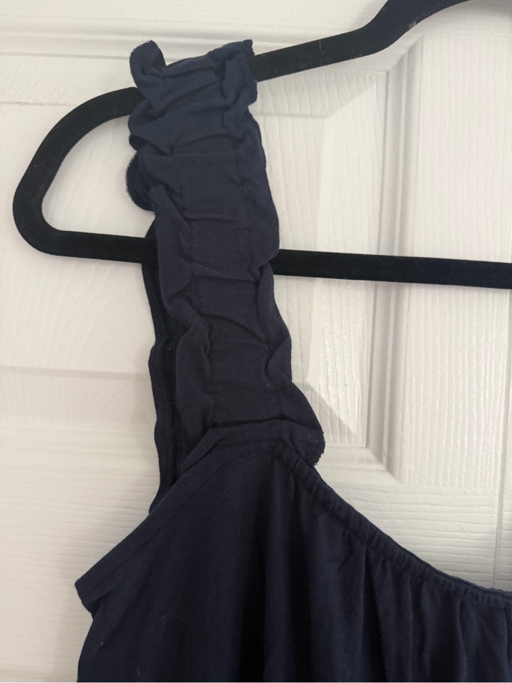 J. Crew Navy Ruffle-Strap Mini Dress - Picture 3 of 8